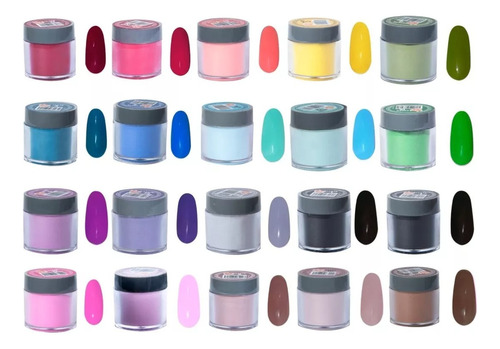 Lote De 20 Polvos Acrílicos  Coleccion Mate  Uñas Mc Nails 