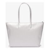 Bolsa Grande Lacoste L.12.12 En Lona Revestida De Plata, Talla Única