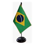 Mástil Escritorio Madera-bandera Brasil  Calidad Premium