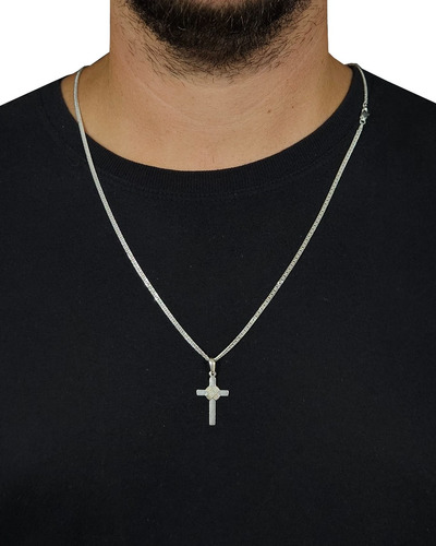 Corrente Prata Maciça 925 Groumet 2,5mm + Crucifixo Trançado