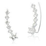 Brinco Ear Cuff Estrela Pedra Prata 925