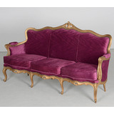 Belissimo Sofa Luis Xv Dourado Tecido Rosa