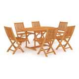 Vidaxl Juego De Comedor De Madera Maciza De Teca Para Patio.