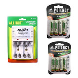 Kit Carregador De Pilhas + 8 Pilhas Recarregaveis 4700mah Aa