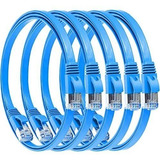 [azul] Paquete De 5 Cables Ethernet Blindados Cat7 Rj45, Cab