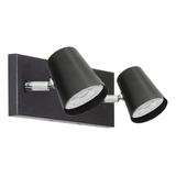 Lampara Aplique Pared 4890-2 Lima 2 Luces Led Cono Spot Movil Gu10 Negro Gioluce