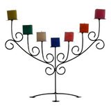 Candelabro Artesanal Para 7 Velas Cortas 