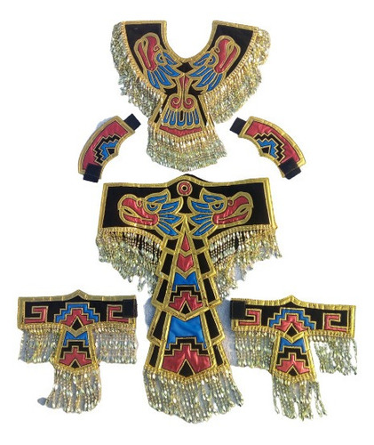 Traje De Azteca Concheros Con Penacho Diseño De Aguilas