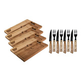 Set Parrillero 4 Tablas 40cm + Tenedor Cuchillo W01/ P Ideas