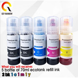  5 Uds Tinta Para Epson L3150 Ecotank Impresora L3110 Etc.