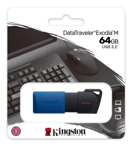 Memoria Flash Usb Kingston De 64 Gb 3.2 Exodia M Negro Azul