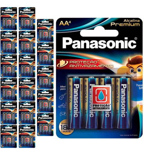 72 Pilhas Alcalinas Premium Aa 2a Panasonic 18 Cart