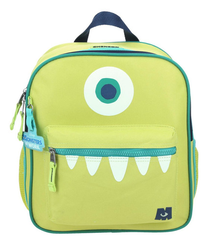 Mochila Chica Chenson Preescolar Kinder Monster At Work Inc Coleccion Mike Wazowski Mw65784-g Toothster Color Verde Limón