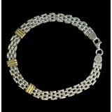 Pulsera Panther - Plata Y Oro - 10gr