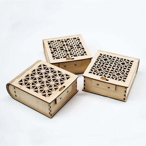 Caja Organizadora De Madera Natural Con Tapa Grabada