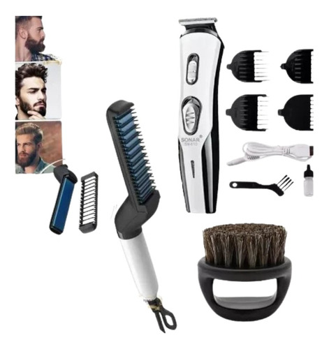 Kit Corte Mantenimiento De Barba Barberia Peluquería Cepillo