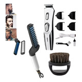 Kit Corte Mantenimiento De Barba Barberia Peluquería Cepillo