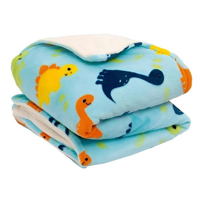 Cobertor Para Bebe alaska cunero doble vista dinosaurios con borreguita 108 x 150 cm ultra suave y calientito. | Envío gratis