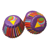 * Mini Capacillos Rayas De Colores Helado Cupcakes Fondant