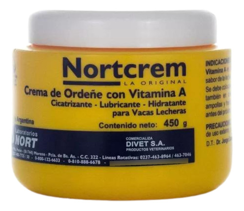  Crema De Ordeñe Vitamina A  Nort X 450gr - Happy Tails 