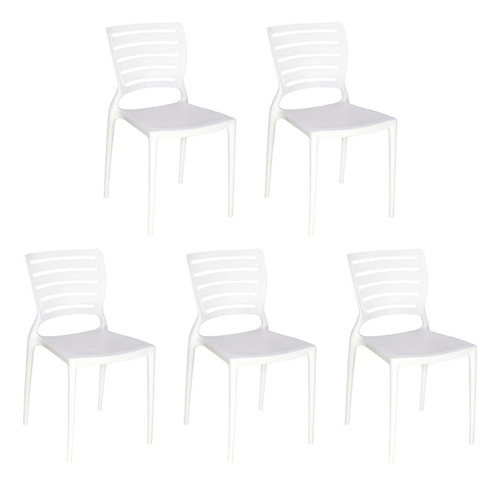 Combo Kit 5 Cadeiras Sofia Branca Tramontina