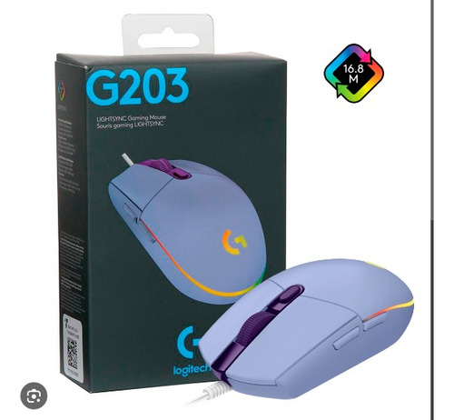 Mouse Gamer De Juego Logitech G203 Lila