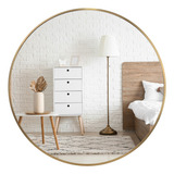 Espejo Grande Circular De Pared Ravena, Diámetro 60cm, Marco Metálico De Excelente Calidad - Decoración Minimalista - Color Dorado