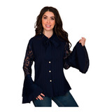 Blusa Dama Moda Camisa Manga Larga Campana Elegante Msa0092