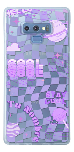 Funda Para Galaxy Para Mujer Cuadros Morados Con Tu Nombre