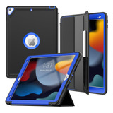 Funda iPad Timecity 10.2 9/8/7 Gen C/portalápiz/negro+blue