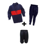 Conjunto Frizado Niño Az/rj! Campera+pantalón+ Short Futbol