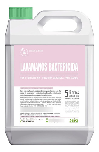 Jabón Líquido Bactericida Para Manos Seiq X 5 Litros