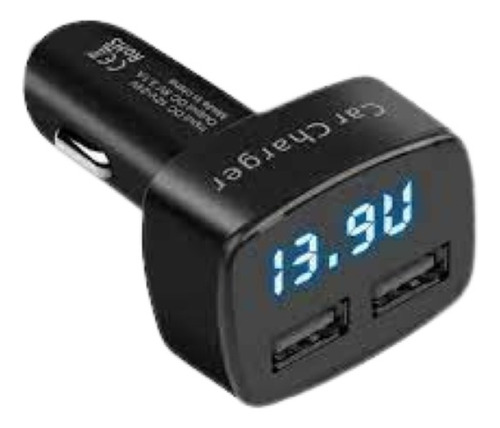 Cargador Auto 12v Doble Usb 4 En 1 Voltimetro Temperatura