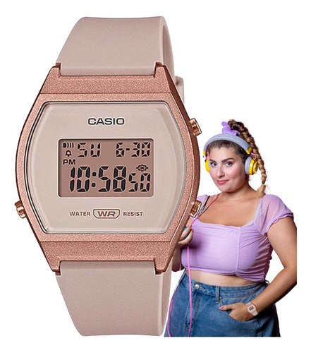 Relógio Casio Feminino Digital Rose Gold Lw-204-4adf