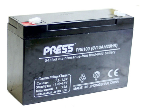 Bateria Gel 6v 10ah Press Recargable Luz Emergencia Ups Auto