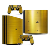 Skin Ps4 Pro Compatível Playstation Cromo Ouro Gold Escovado