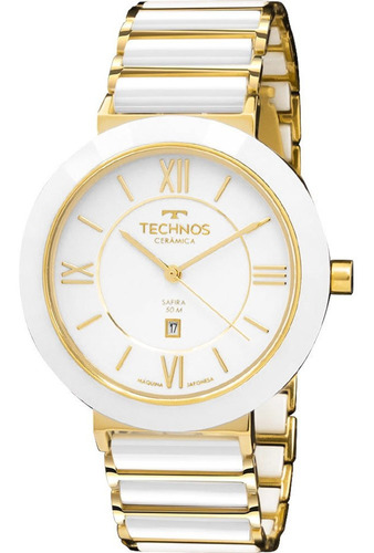 Relógio Technos Feminino Ceramic Saphire Dourado 2015ce/4b