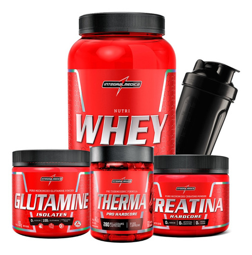 Combo Nutri Whey + Therma + Creatina + Glutamina Integral M