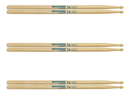 Kit 3 Pares Baqueta Tennessee Hickory 7a Madeira Liverpool