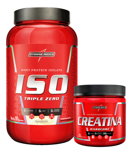 Kit Whey Iso Triple Zero 900g Creatina 300g Integral Médica