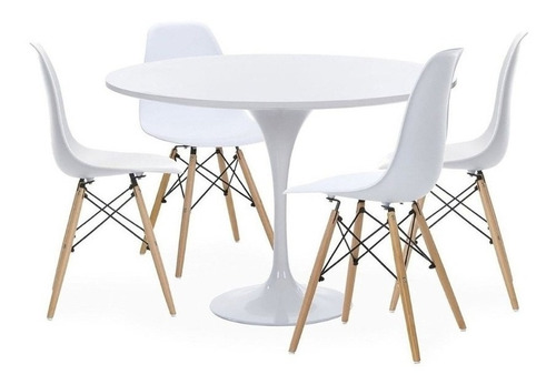 Mesa Eames 80 De Comedor Madera Laqueada + 4 Sillas Eames