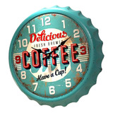 Reloj Metal Coffe Corcholata Retro Vintage 32cm