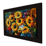 Cuadro 60x40 Cms Decorativo Tipo Oleo Girasoles+envío Gratis