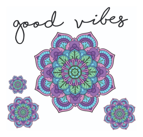 Mandalas Vinilos Pack 4u. Mas Frase Vidrios, Pared, Ventana 