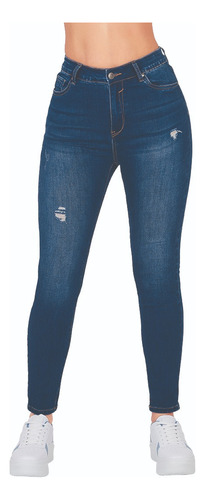 Jeans Casual Dama Super Skinny Azul Tiro Alto 903-21