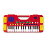 Teclado Piano Vermelho Grava E Reproduz Com Ajuste De Volume