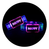 Pulseras Brazalete Happy Led Silicona Cotillon Luminoso X 10