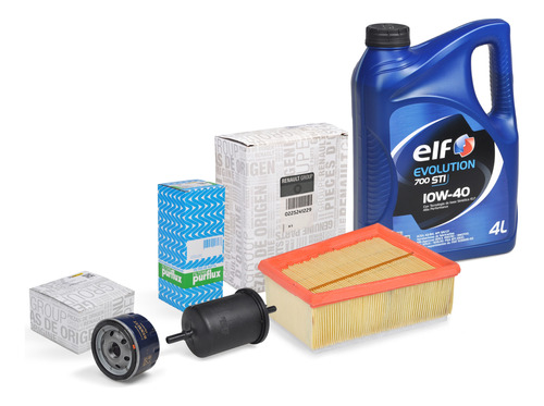 Kit Filtros 4lt Aceite Elf 10w40 Renault Logan K4m 1.6 16v