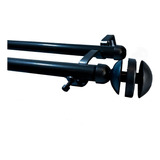 Kit Doble Barral Metal 200 Cm De Largo Para Cortinas Negro