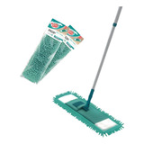 Rodo Esfregão Mop Flat Chenile Microfibra + 2 Refil Extra